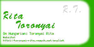 rita toronyai business card